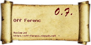 Off Ferenc névjegykártya